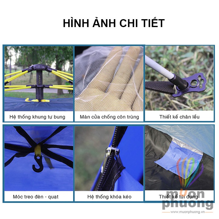 [FRSHIP 70K] Lều tự bung 2 3 4 5 người size lớn cắm trại dã ngoại chống mưa chống nước - MUÔN PHƯƠNG SHOP