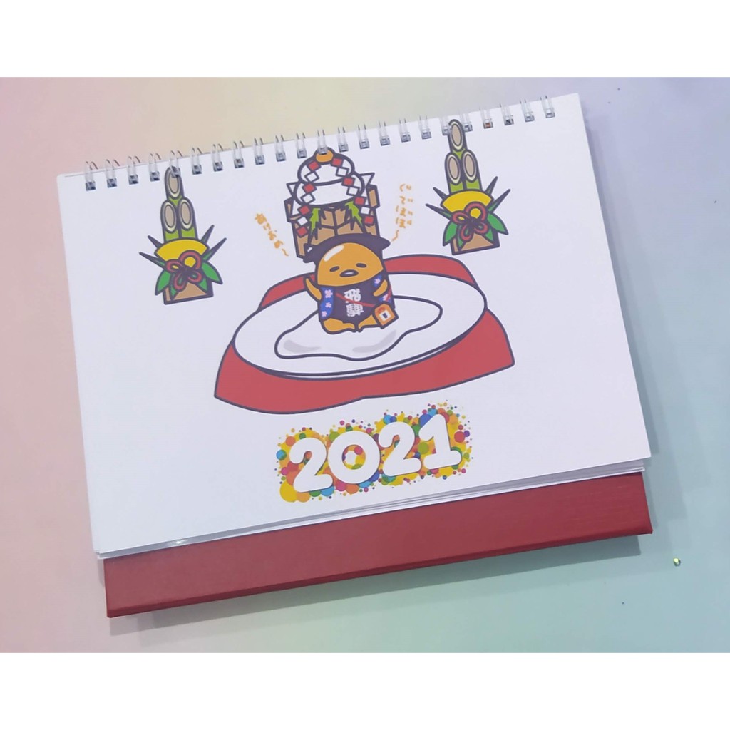 Lịch để bàn trứng lười gudetama 2021 để bàn size trung 14*20cm giấy đẹp có lịch âm