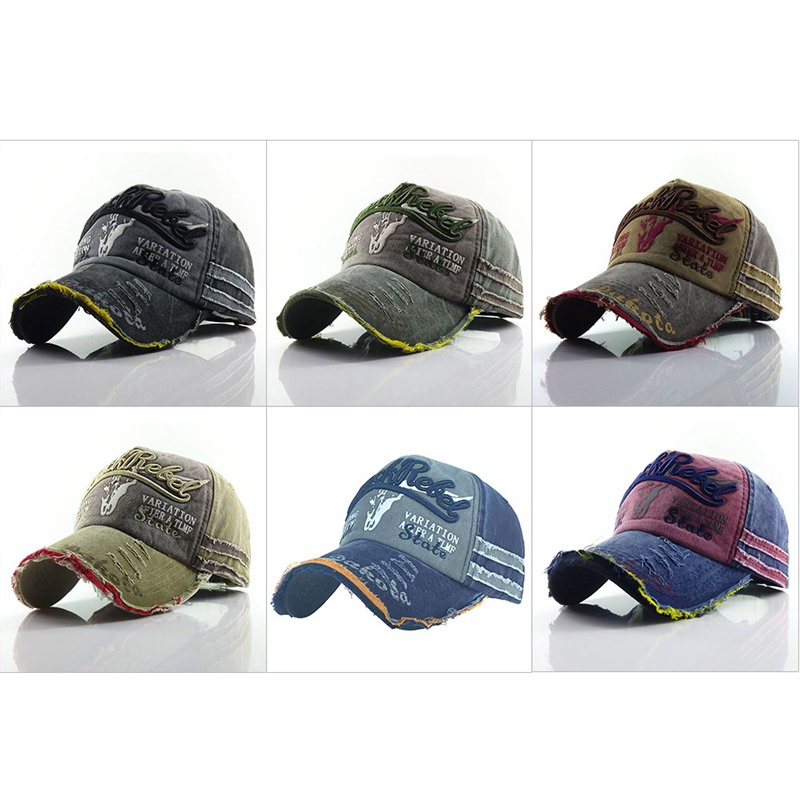 Mũ lưỡi trai vải cotton hoạ tiết thêu phong cách vintage cá tính