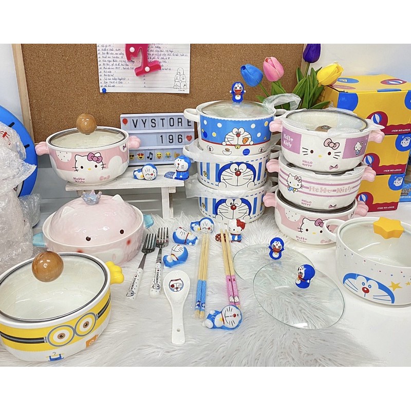 NỒI SỨ ĂN MÌ ĐÔREMON / THỐ NẤU SOUP HOẠT HÌNH ĐÔRAEMON ĐUN ĐƯỢC TRỰC TIẾP TÊN BẾP