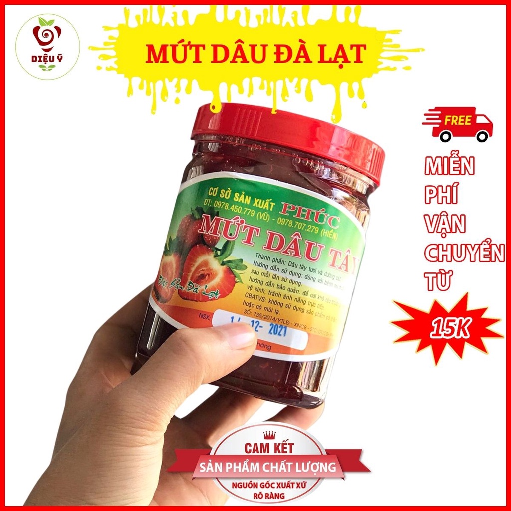Mứt dâu tây nguyên quả 1kg, mứt dâu tây Đà Lạt, mứt dâu tây Đà Lạt dẻo 500g-1000g