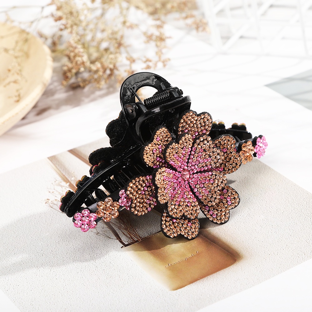 Kẹp gắp tóc HAIMEIKANG mặt hình hoa đính đá thời trang vintage cho nữ