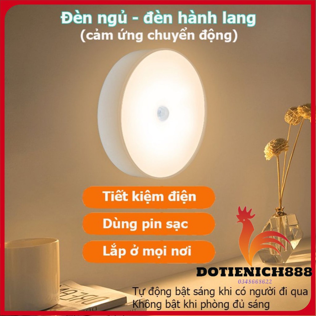 Đèn led cảm ứng chuyển động sạc pin,Đèn ngủ cảm biến thông minh không dây dán tủ quần áo, cầu thang, phòng ngủ