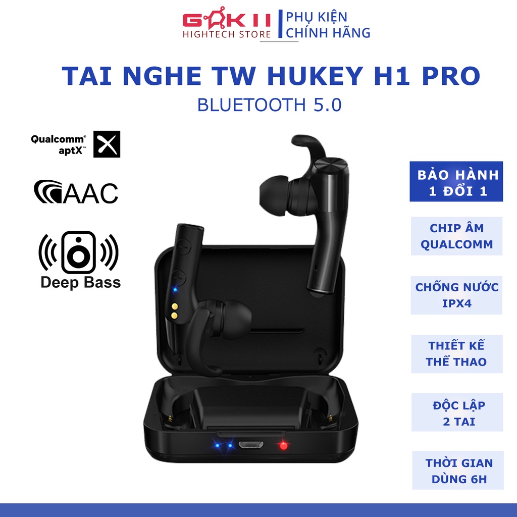 Tai Nghe Không Dây TW HUKEY H1 PRO - Siêu Bass- Chip Qualcomm APTX- Đối Thủ SABBAT ULTRA