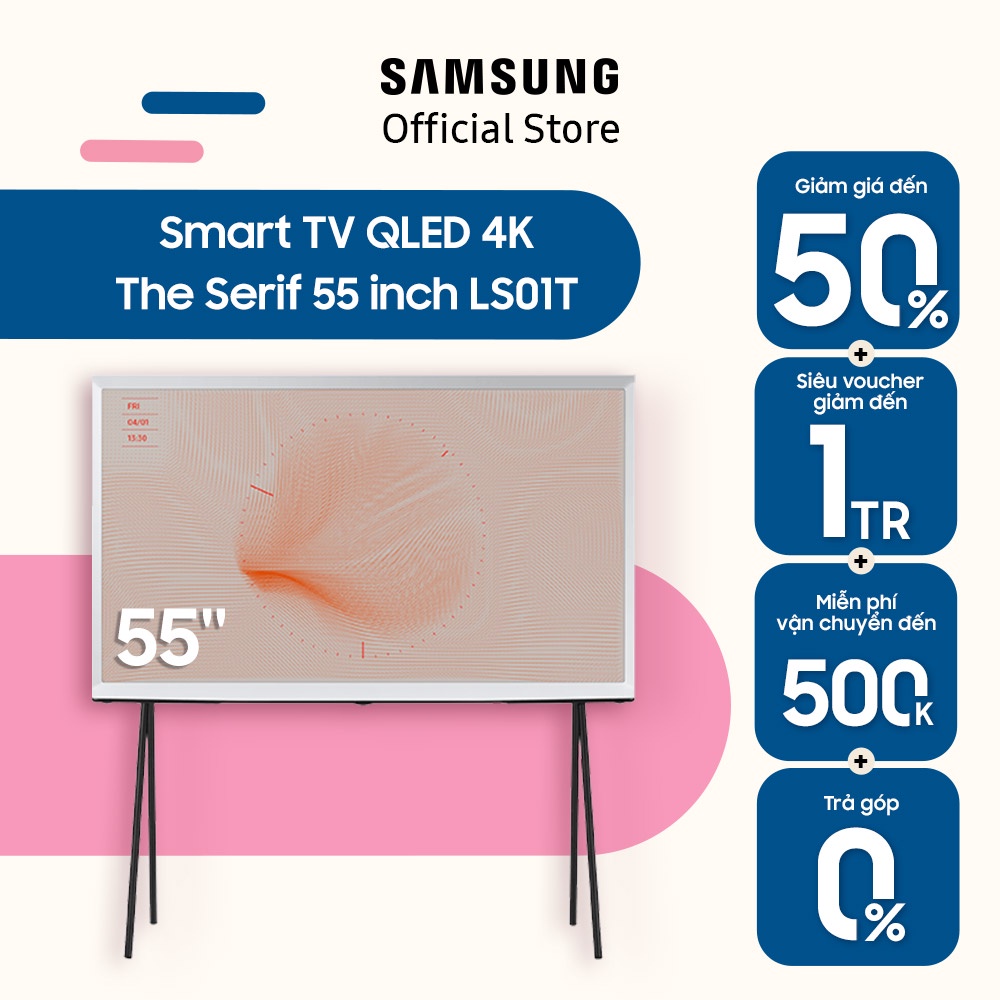 [Mã ELBAU7 giảm 7% đơn 5TR] Smart Tivi The Serif QLED Samsung 4K 55 inch QA55LS01TAKXXV - Miễn phí lắp đặt