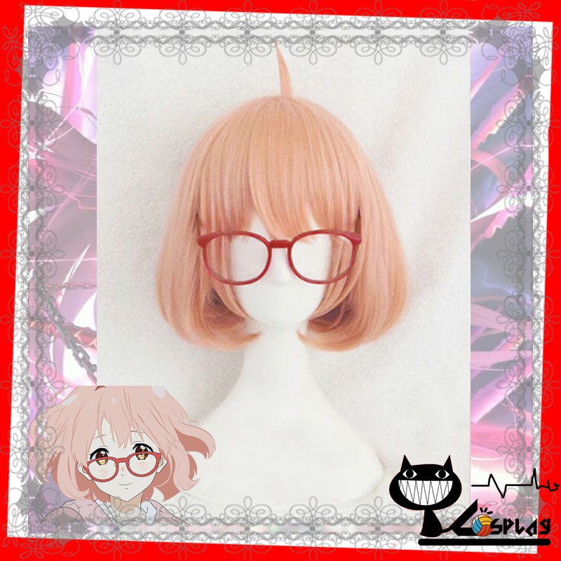 [sẵn] Wig/tóc giả cosplay Mirai Kuriyama - Kyoukai no Kanata màu hồng cam tại Miu Cosplay