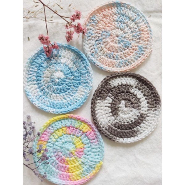 Đế lót cốc miếng lót ly thấm nước màu loang hình tròn handmade từ vải len màu loang cực dễ thương