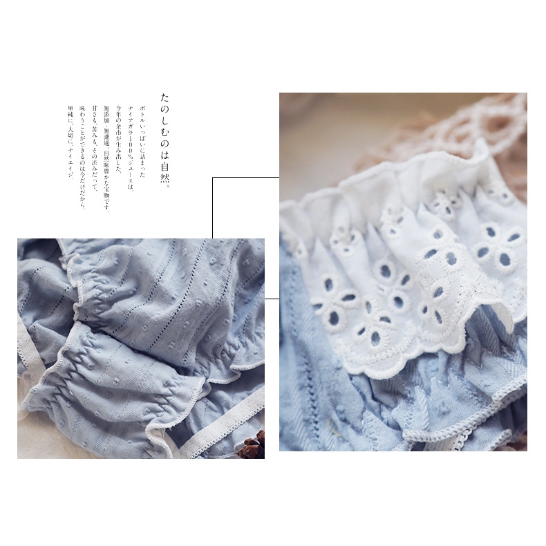 Quần lót Cotton lưng thấp xếp ly phong cách Retro Nhật Bản cho nữ