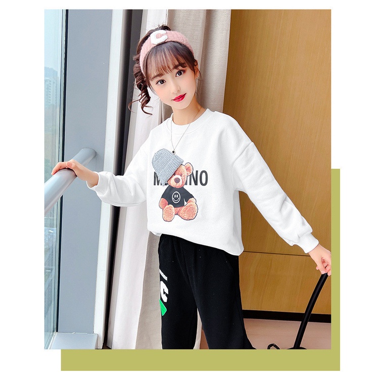 Bộ thu đông cho bé gái 14-45kg MOHINO họa tiết đáng yêu, chất nỉ dày dặn, hàng may kĩ, có 2 màu xanh và đen.MOHINO68