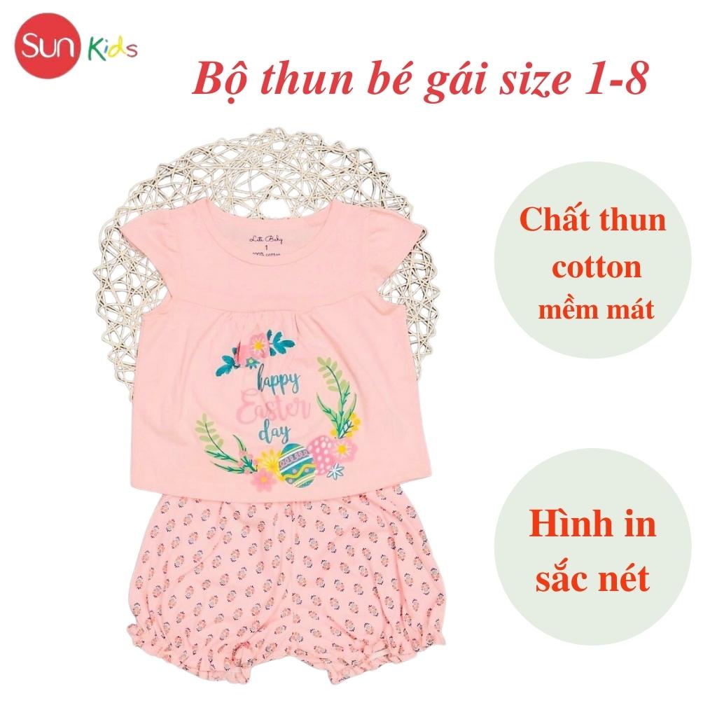 Đồ bộ thun bé gái, đồ bộ trẻ em chất cotton, có nhiều màu, size 1-8 tuổi - SUNKIDS