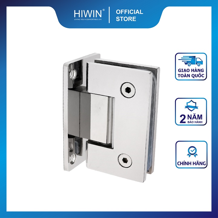Bản lề phòng tắm kính 90 độ kính tường đế cân cạnh thẳng chất liệu inox 304 mặt gương HIWIN HG-009 (dày 5mm)