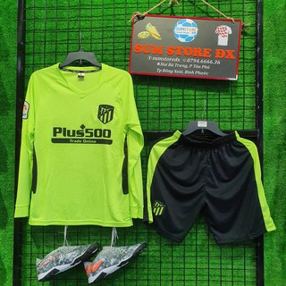 Atletico Madrid Xanh Chuối JP Dài Tay 2020 2021 - Áo Bóng Đá Thun Lạnh Cao Cấp