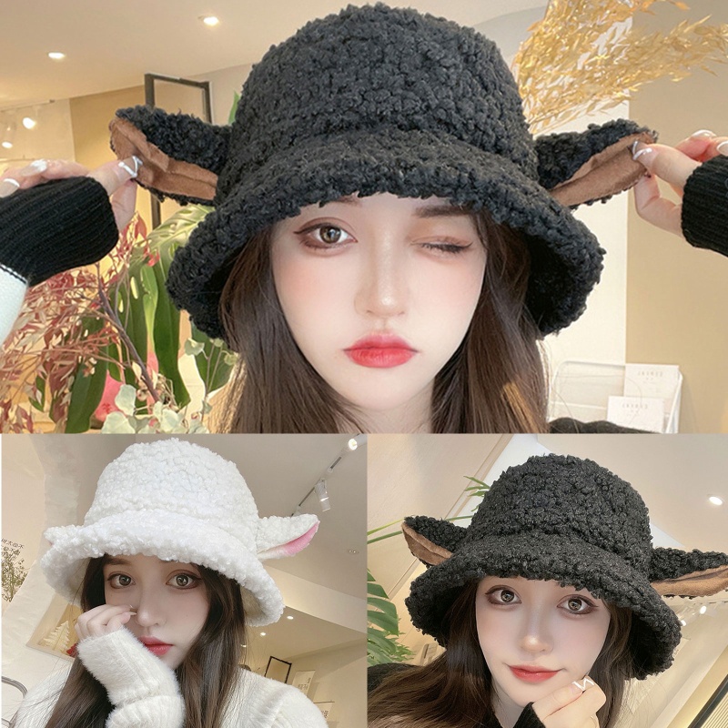 Mũ bucket màu trơn màu trơn giúp giữ ấm trong mùa thu đông