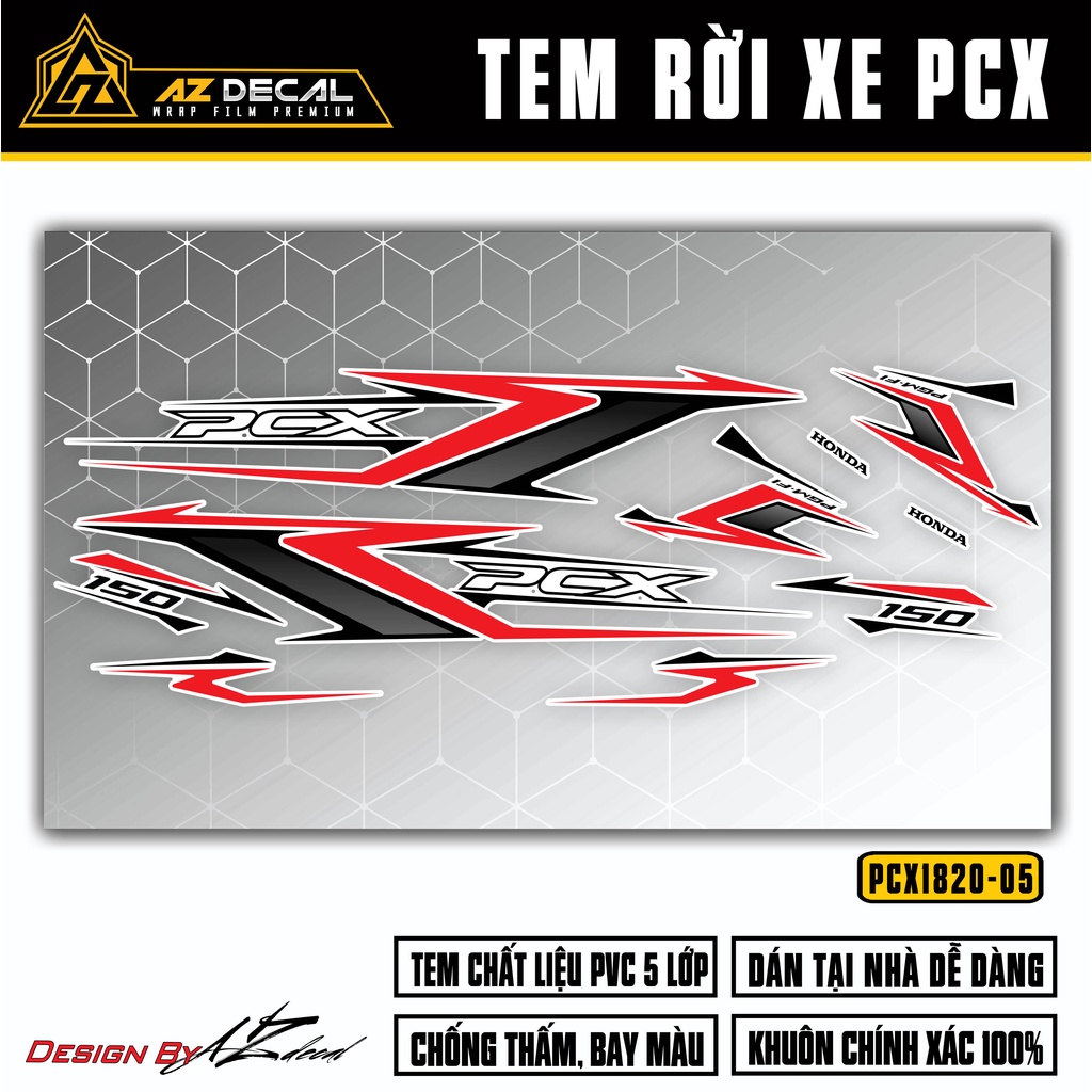 Decal Rời PCX 150 Mẫu Chữ PCX Cách Điệu | PCX-05 | Tem Chế Dán PCX Chống Xước, Chống Nước, Bền Màu