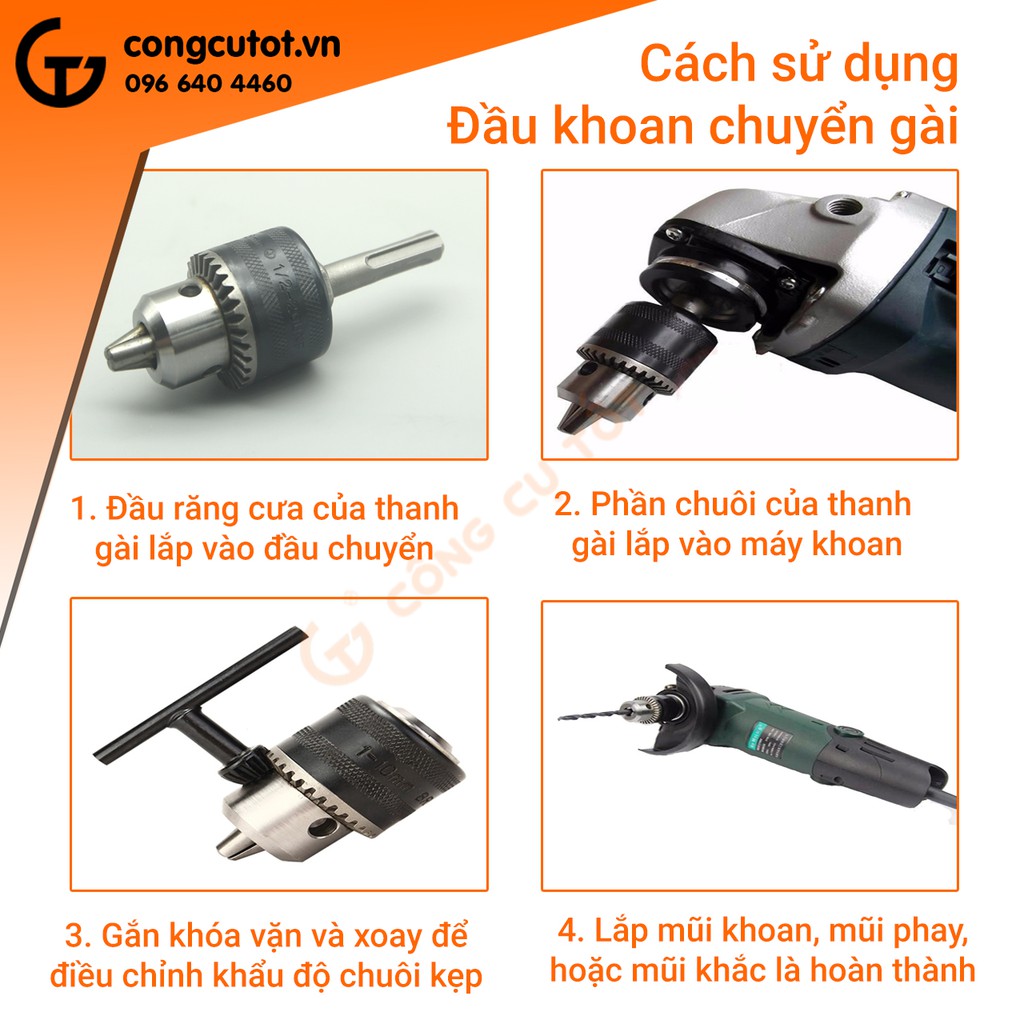 Đầu chuyển máy cắt thành máy khoan 3 chi tiết Inowas