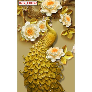 Tranh dán tường chim công vàng BINBIN SN53 (In theo yêu cầu)