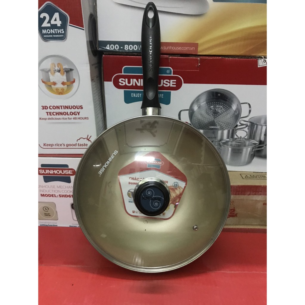 Chảo sâu đáy từ vung kính SUNHOUSE SHG1228BB