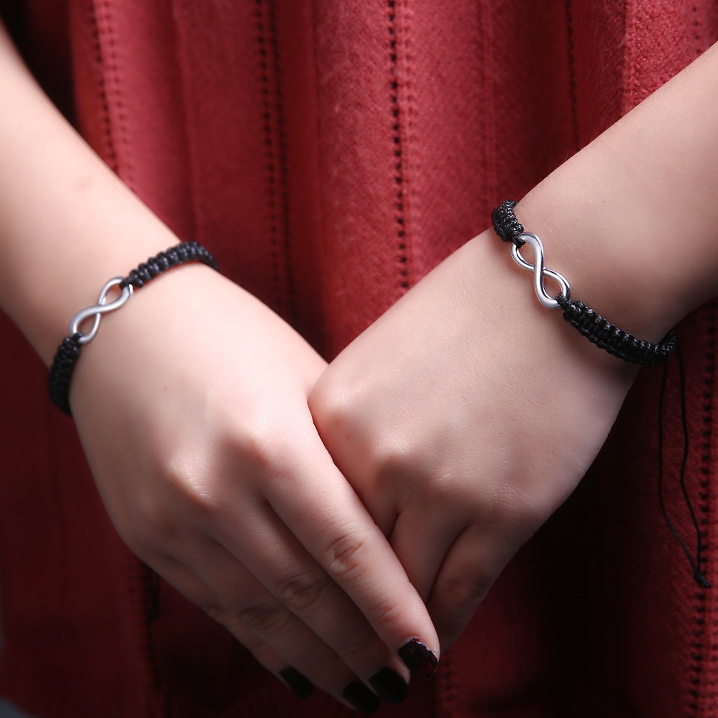 Set 2 vòng tay bện RINHOO mặt dây hình biểu tượng vô cực thời trang