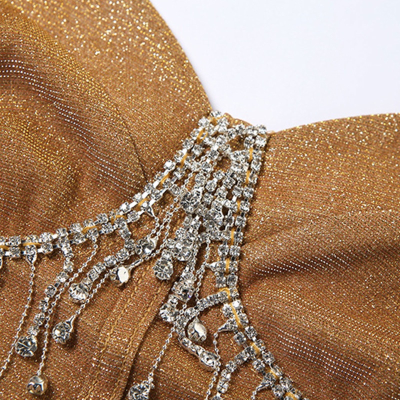 Áo croptop hai dây tua rua đính đá lấp lánh gợi cảm cho nữ