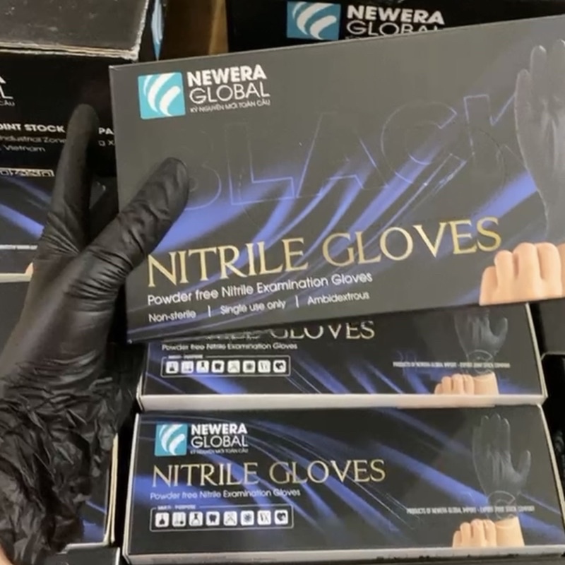 HỘP 100 GĂNG TAY ĐEN NITRILE GLOVES