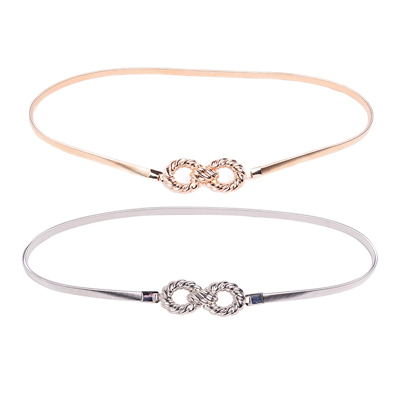 Thắt Lưng Co Giãn Màu Vàng/Bạc Hợp Thời Trang Cho Nữ