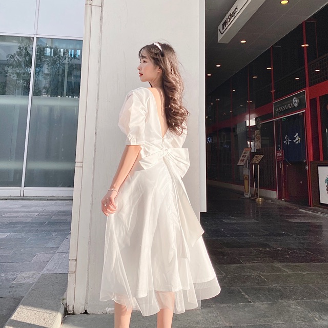 Đầm tay bồng nơ lưng