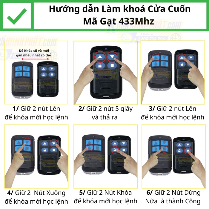 Điều khiển cửa cuốn mã gạt 433