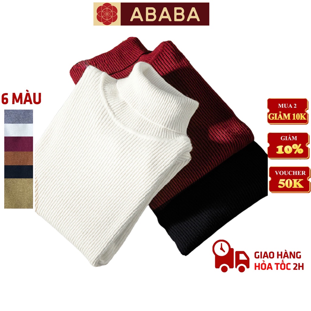 Áo len cổ lọ nam ABABA cổ cao len tăm mềm mịn đẹp kiểu dáng Hàn Quốc ABA-03