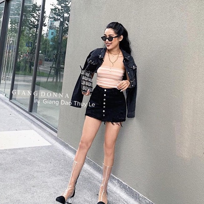 ÁO KHOÁC JEAN ,BỒ NỮ CROPTOP ĐEN KHÓA KÉO CỤC CHẤT