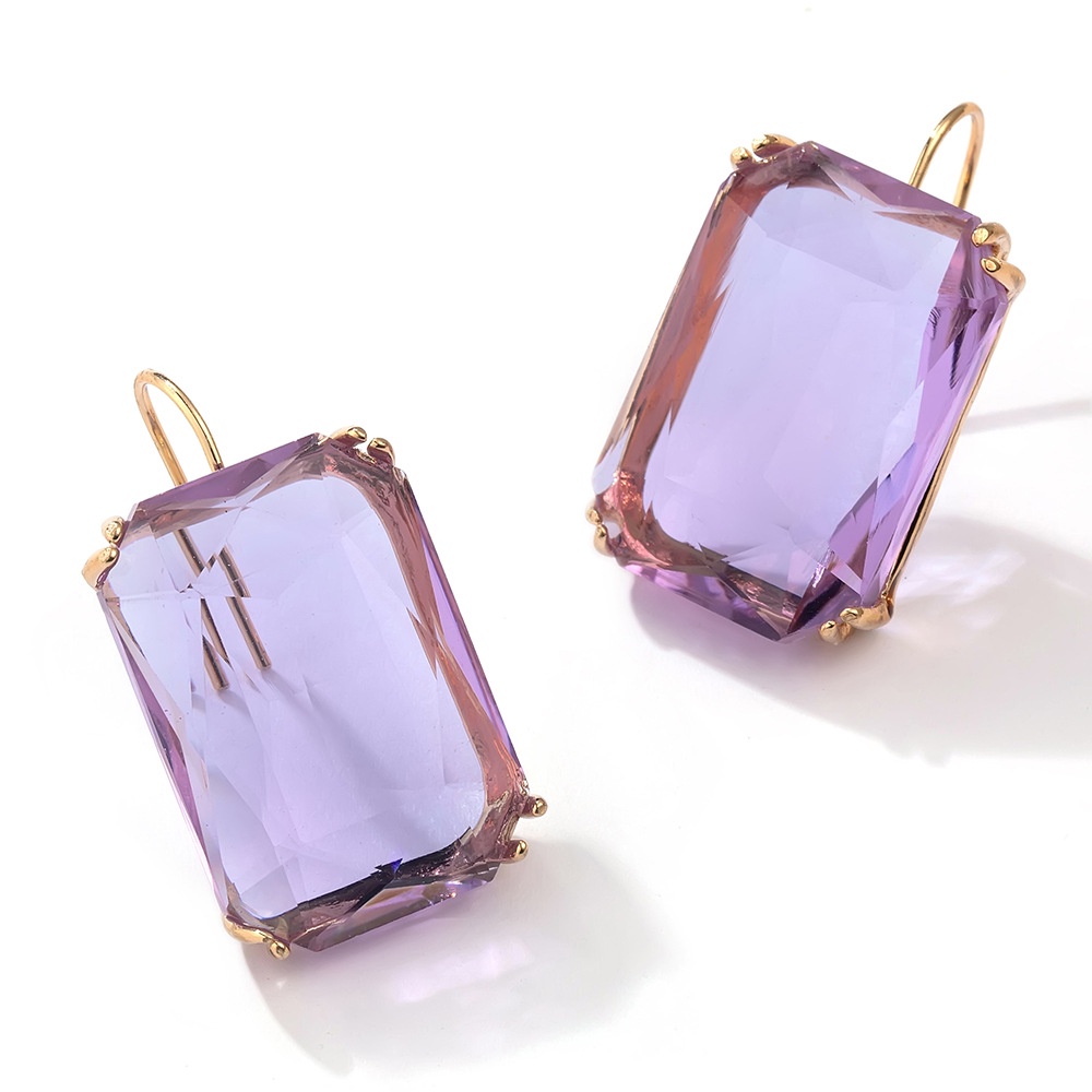 PINKDUDU Bông Tai PD685 Hình Vuông Đính Đá Bằng Hợp Kim Thời Trang Cho Nữ