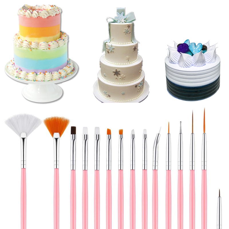 Set 15 cọ vẽ trang trí bánh chuyên dụng