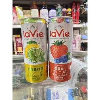 Nước Uống Vị Trái Cây Có Ga Lavie Hương Chanh Bạc Hà/Dâu Việt Quất Lon 330ML