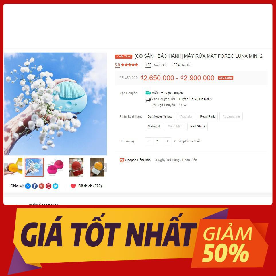 [ HÀNG CHÍNH HÃNG ] [CÓ SẴN - BẢO HÀNH] MÁY RỬA MẶT FOREO LUNA MINI 2