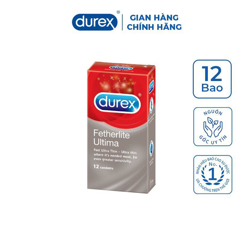 [Hôp 12 bao] COMBO 4 hộp Durex Siêu mỏng Fetherlite Ultima tặng 1 hộp cùng loại