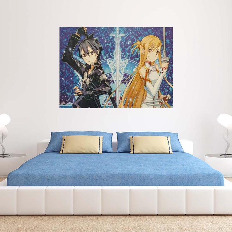 Anime Sword Art Online Kirito Asuna Wall Poster Home Decorative Paintings