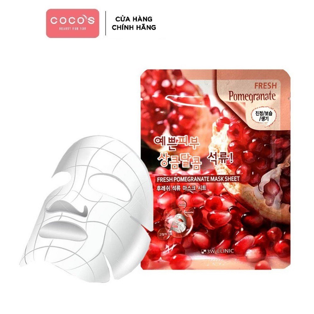 Mặt Nạ Chiết Xuất Lựu 3W Clinic Fresh Pomegranate Mask Sheet 23ml