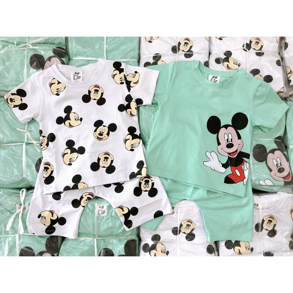 Set 2 bộ cotton Mickey HM cho bé trai chất 100% cotton siêu mềm