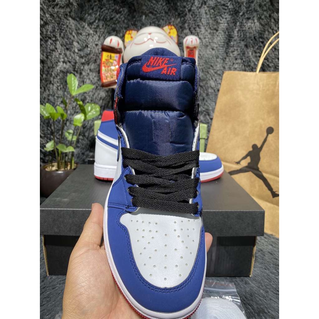 [Full box+bill] Giày Sneaker Jorrdan cao cổ xanh trắng đỏ SC full box bill và hộp bảo vệ