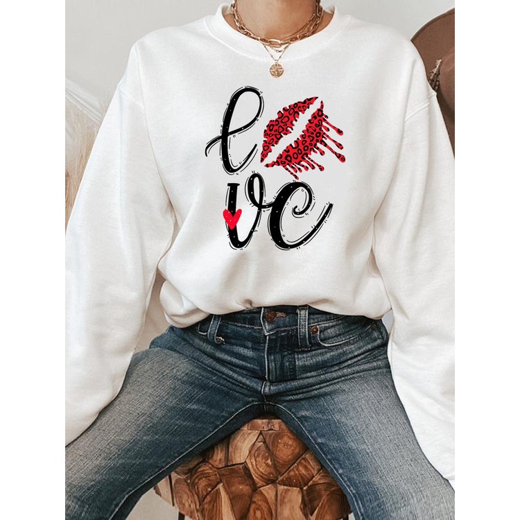 Áo Sweater Chui Đầu In Chữ Họa Tiết Da Báo Thời Trang Xuân Thu Cho Nữ
