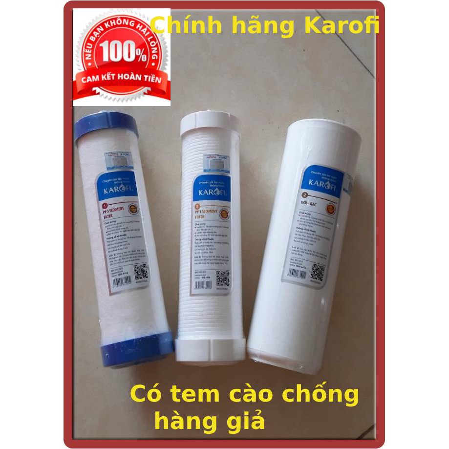 [Freeship - Xả kho] Combo 3 lõi lọc nước Karofi số 1 - 2 - 3 chính hãng/ Lõi lọc thô