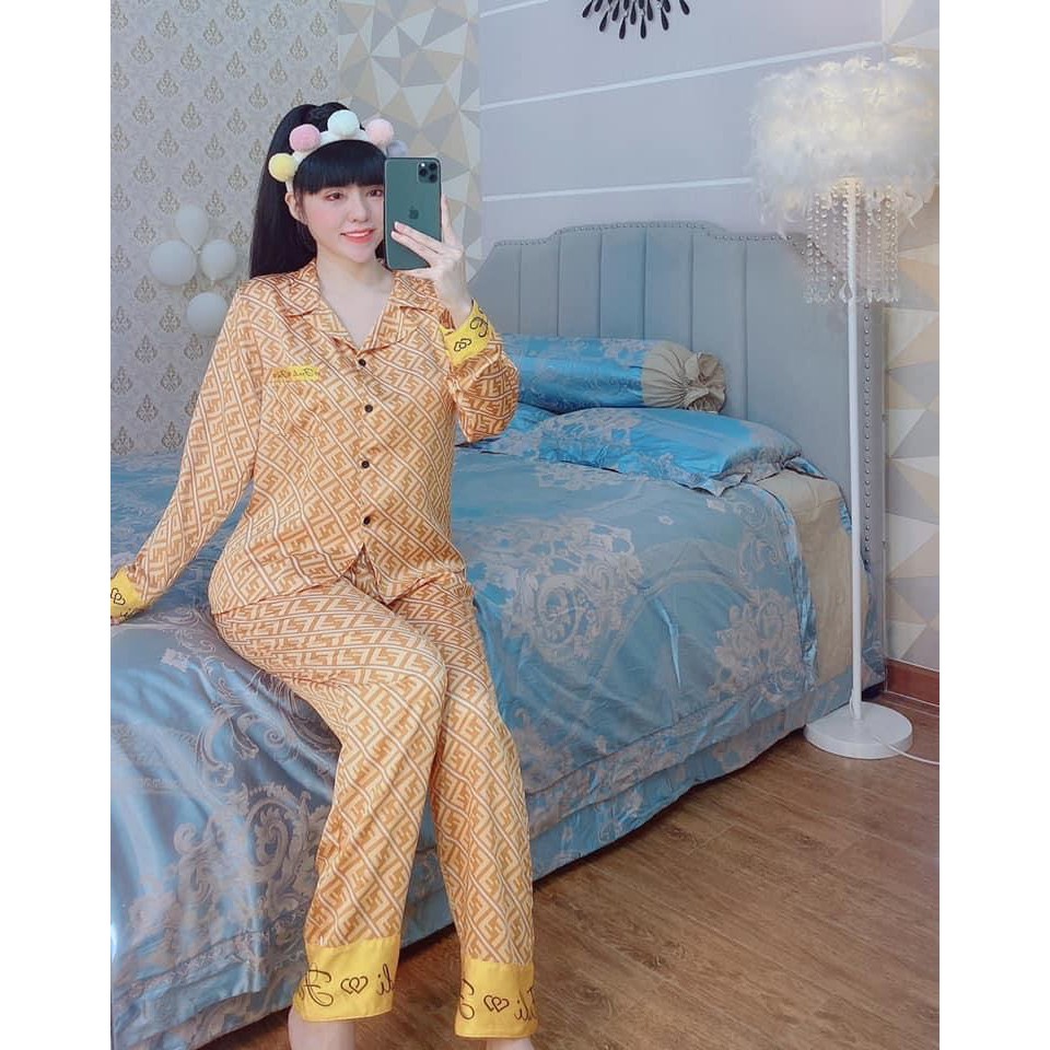 Pizama satin lụa họa tiết TDQD | BigBuy360 - bigbuy360.vn