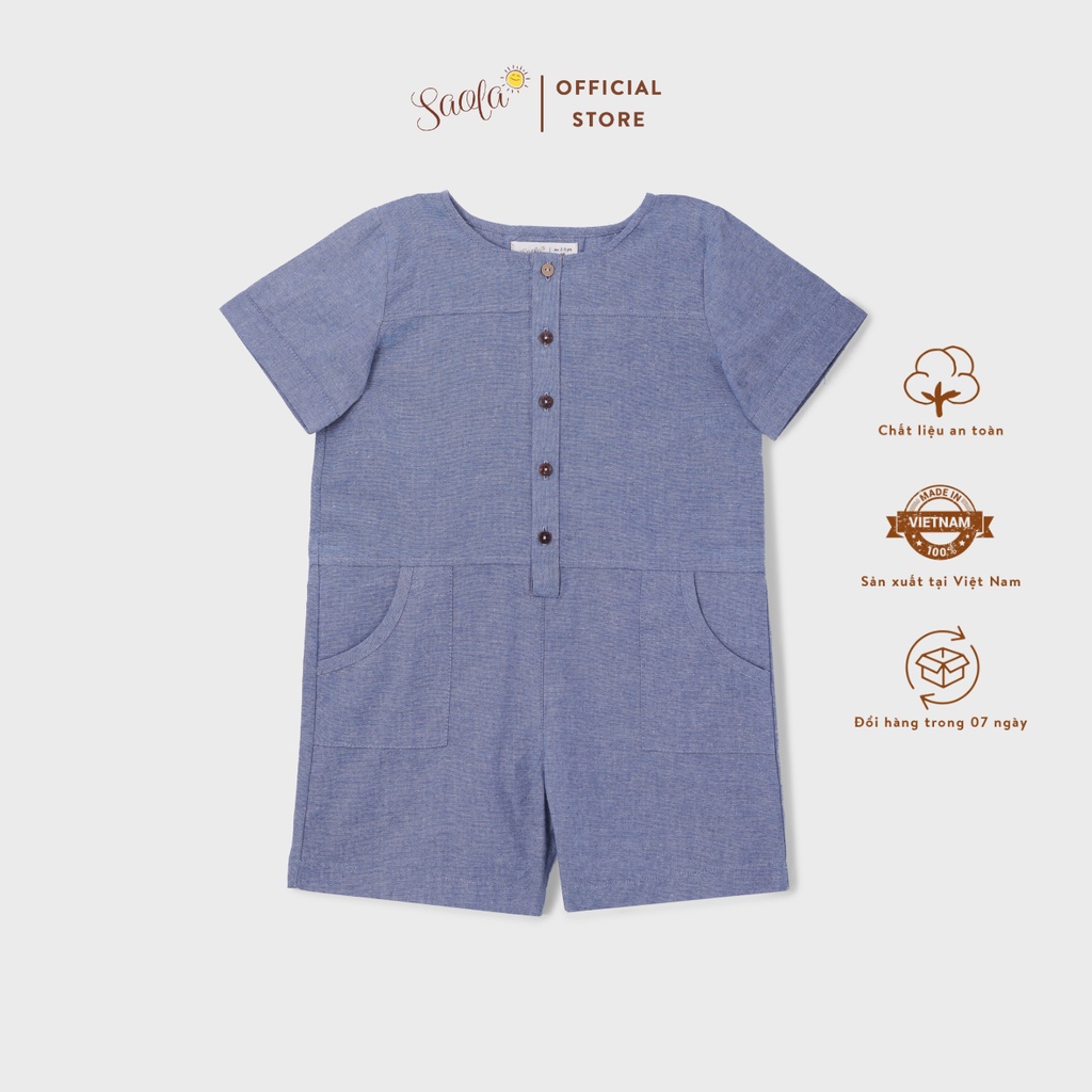 Áo liền quần/ Jumpsuit Bé Trai/ Bé Gái Chất Linen Cao Cấp - SERKAN OVERALL- JSL006 - SAOLA KIDS CLOTHING
