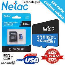 [Tặng Kèm ADAPTER] Thẻ nhớ Netac 32GB Micro SD Class 10 -BẢO HÀNH 5 NĂM