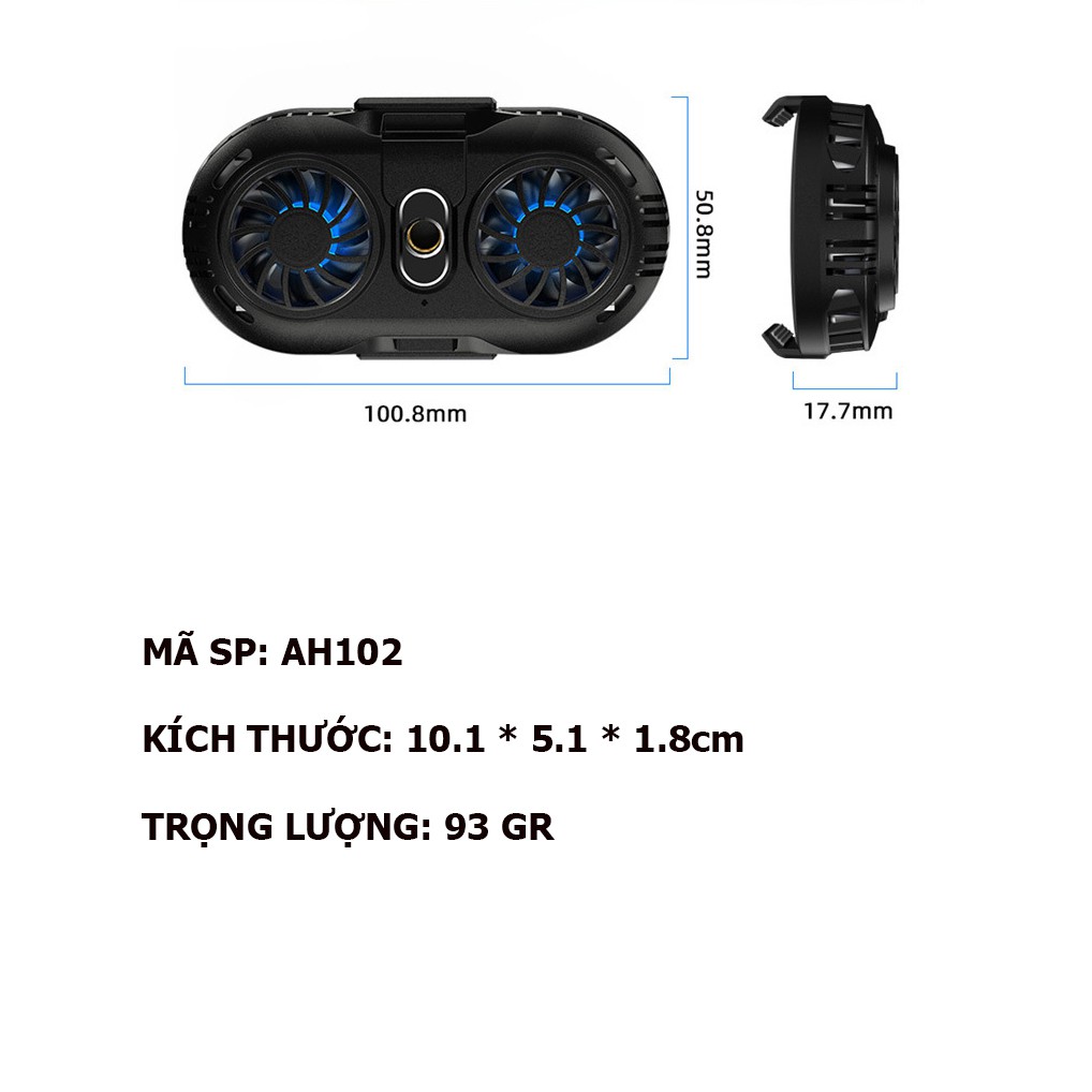 Quạt tản nhiệt điện thoại Gaming sò lạnh memo 2 quạt giá rẻ AH102