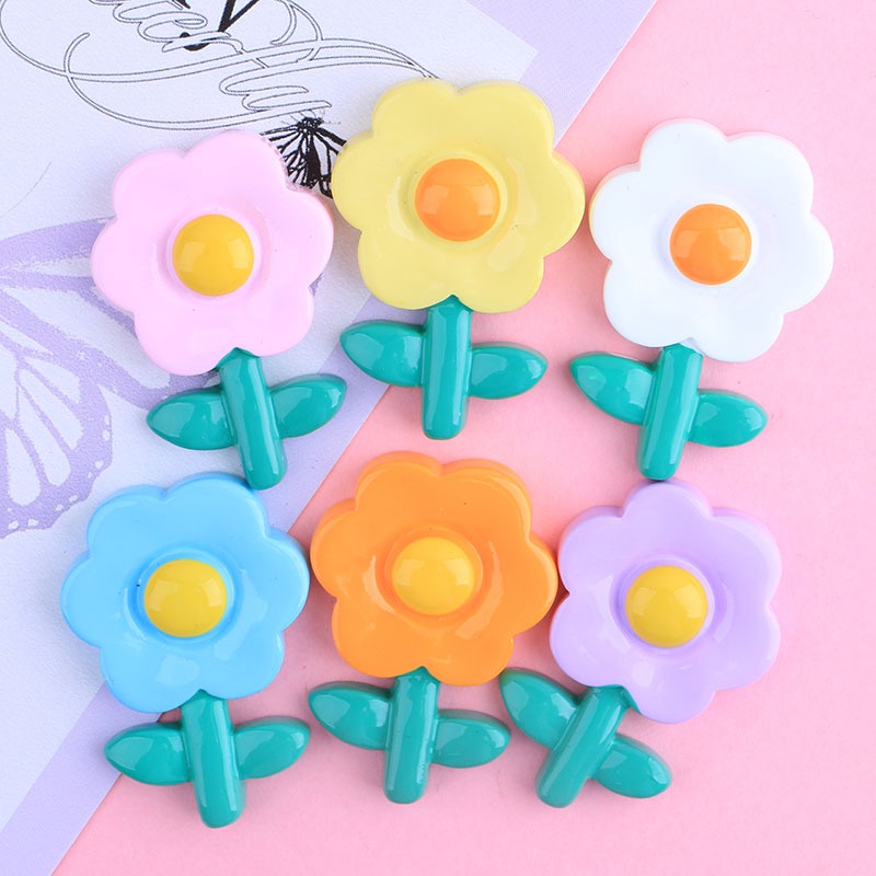 Set 5 Miếng Dán Kẹp Trang Trí Tủ Lạnh/Điện Thoại/Cốc Nước Hình Hoa Hướng Dương Bằng Nhựa Resin