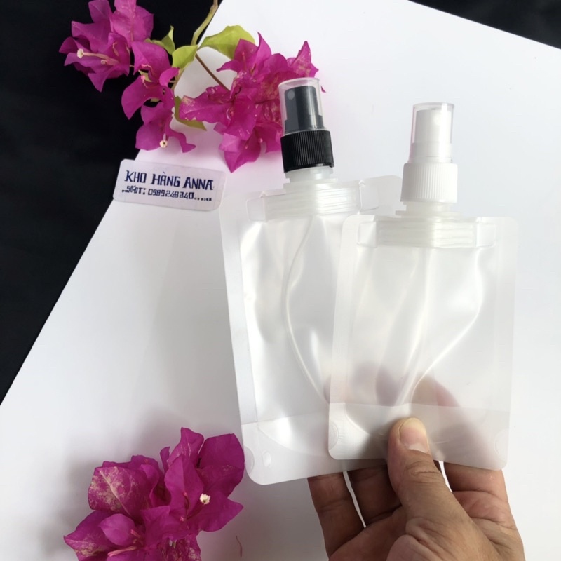 Túi nhựa xịt sương/ xịt giọt chiết Mỹ phẩm - Túi trong suốt 50ml/ 100ml/ 30ml đựng dầu gội , nước dưỡng ẩm du lịch