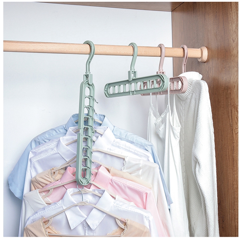 Móc treo quần áo OSSAYI 9 lỗ đa năng tiết kiệm không gian tiện lợi