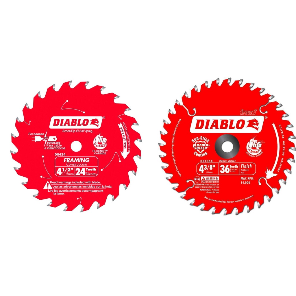 Đĩa Cưa Gỗ cốt 9.5mm Diablo 4 1/2" - 115mm dành cho máy Dewalt DCS571 36T 24T