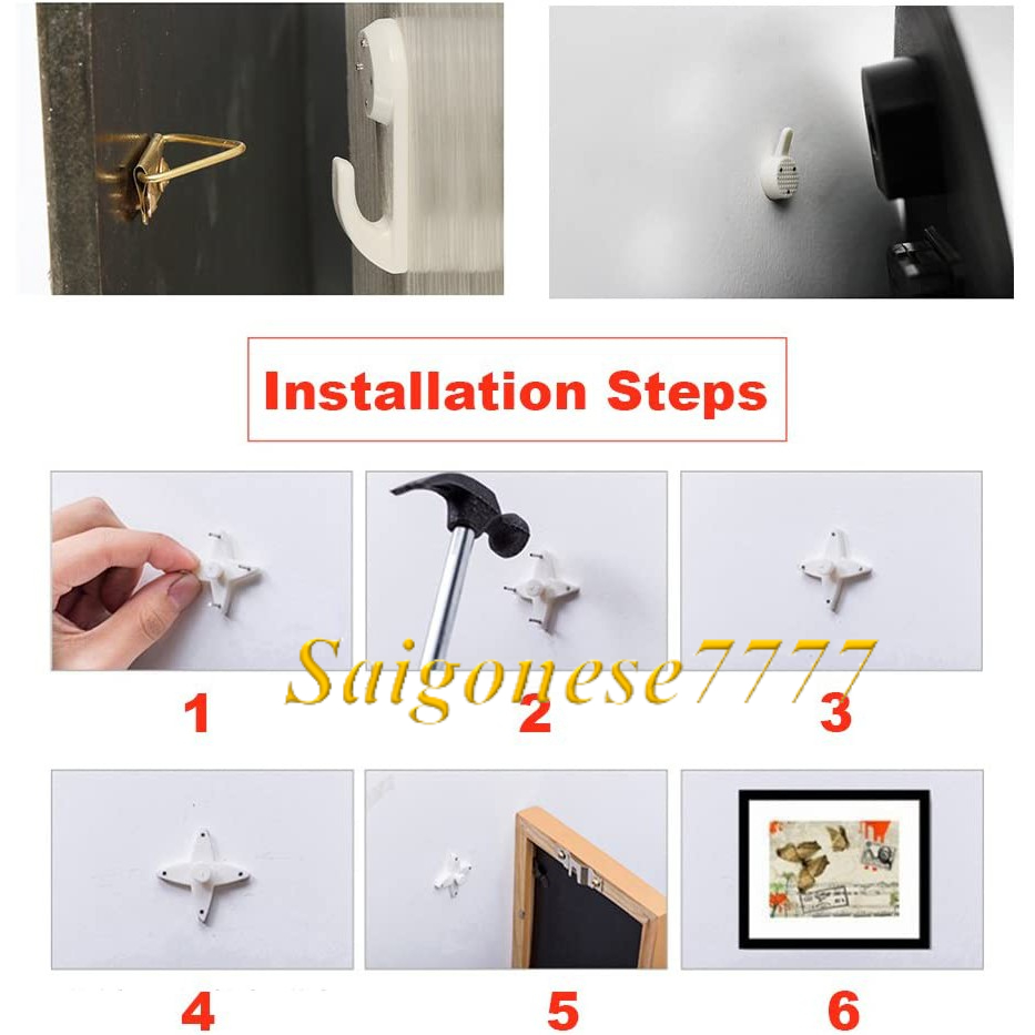 Combo Đinh Ghim 4 Chấu Móc Treo Khung Tranh Vật Dụng Tiện Lợi Không Cần Khoan Tường Frame Picture Hanger