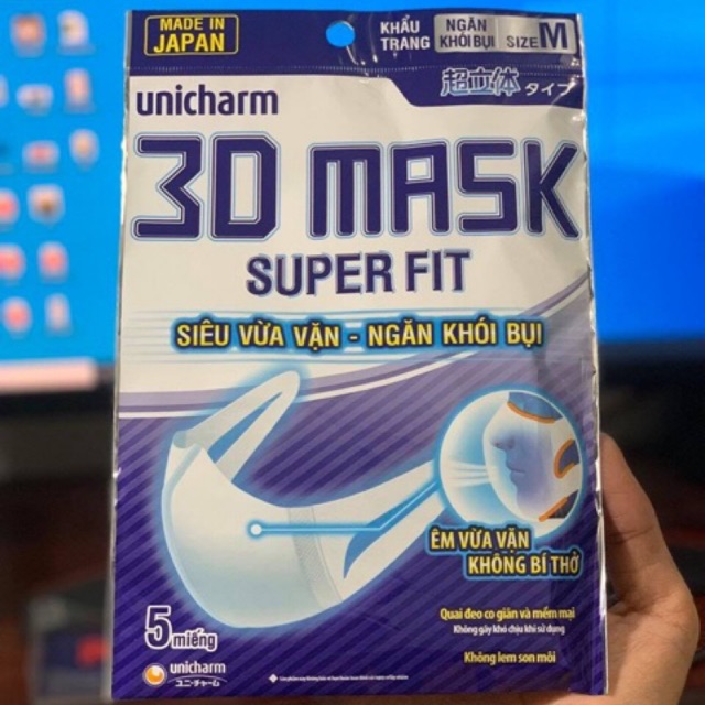 Bịch 5 cái khẩu trang 3D Mask Super Fit 4 lớp theo tiêu chuẩn Nhật Bản😷